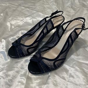 Navy Bedazzled Slinger Heels - Size 11